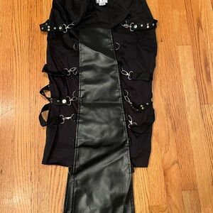 Hard Leather Stuff Industrial goth Maxi Skirt with Leather panels. Size M/L